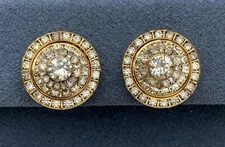 MIRIAM HASKELL Sparkling Ice Rhinestone Gold Tone Vintage Clip Earrings