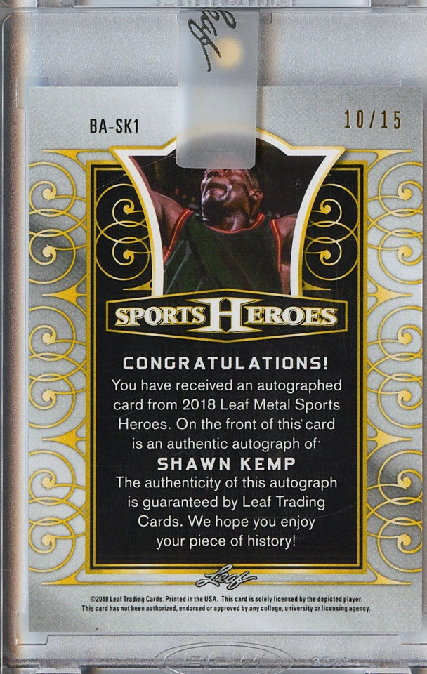 2017-18 - Leaf - Sports Heroes Blue - Shawn Kemp (010/015) - Image 2 of 2