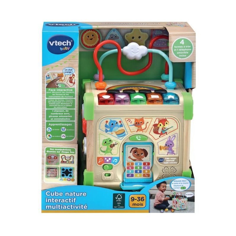 Cube interactif Vtech multiactivité jouet bois éveil motricité fine