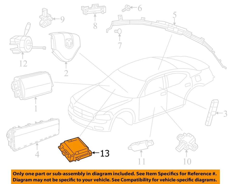 System Restraint Bag Module  Deployment Fits 17-23 CHARGER 880294 - Image 3 of 4