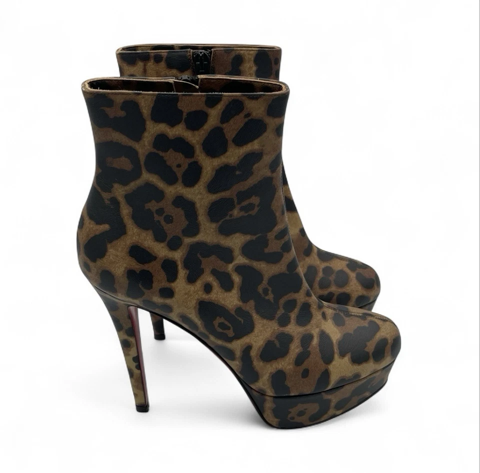 Ботинки на платформе с леопардовым принтом Christian Louboutin модель Bianca 120 размер 37 США 7 - Изображение 2 из 4