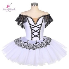 Costumes White Spandex Bodice with Black Applique Bell Shaped Tutu Ballet Tutu
