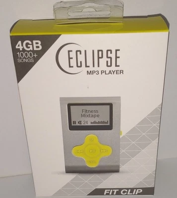 Eclipse Fit Clip 4GB MP3 Player New in Box Sealed SILVER/YELLOW color
