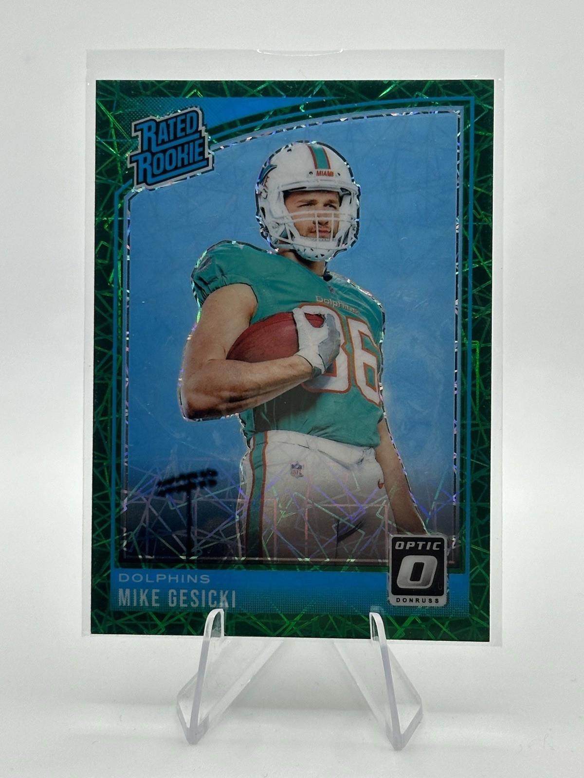 2018 Donruss Optic - Rated Rookie Mike Gesicki #187 Green Velocity Prizm (RC)