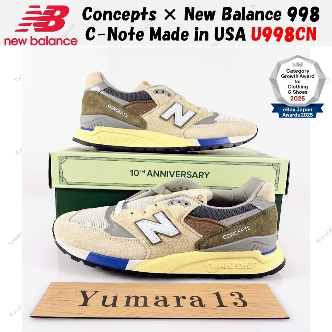 Concepts × New Balance 998 C-Note Made in USA U998CN 10th Anniv
