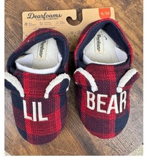Dearfoams NEW Lil Bear Plaid Memory Foam Slippers Shoes SZ 9/10 Cozy House