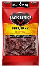 Jack Link's Beef Jerky, Teriyaki, Half Pounder Large Jerky Bag - Flavorful Meat 