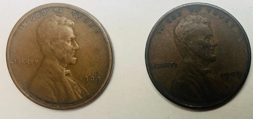 1909 VDB (2) Lincoln Wheat Cents - V. Fine Condition  Nice Coins - No Reserve