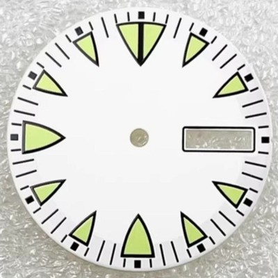 White 28.5mm Monster Green Lume Modified Watch Dial Fit for NH36 Movement Diving