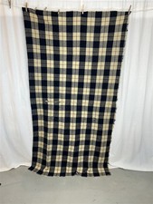 antique blanket wool plaid blue/white hand wo...