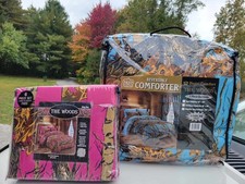 Blue and Pink Camo Queen set: Bonus: KING COMFORTER WITH QUEEN SHEETS