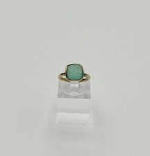 Sterling Silver 925 Aqua Chalcedony Gold Vermeil Ring Size 4.75