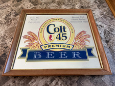 Vintage 1993 Colt 45 Premium Beer Bar Miroir Enseigne Encadrée Beeco Chicago Officielle