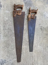 VINTAGE WARRANTED SUPERIOR HAND SAWS (2) - 27" & 21" WITH PATENT 1887 ON HANDLE
