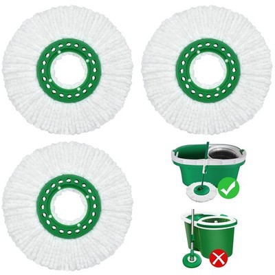 Reusable Mop Head Replacement for Libman Tornado Spin Thick 3 Pack, White 