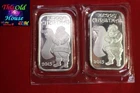 SILVER BARS X2 ONE TROY OUNCE BARS .999 FINE SILVER BULLION 2015 CHRISTMAS SANTA