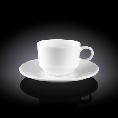 Wilmax Kaffee-Tasse mit Untertasse 140 ml   Klassisches Design   WL-993039/AB