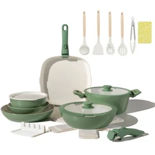 23pcs Ceramic Pots and Pans Set, Nonstick Detachable Handle Cookware, Inducti...