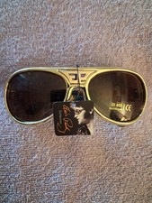 ELVIS PRESLEY TCB/EP GOLD SUNGLASSES 1970s STYLE METAL SIDE ARMS BRAND NEW
