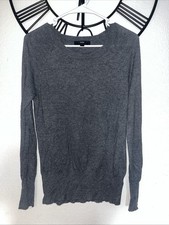 Mossimo Tunic Sweater Dress Gray Scoop Neck Long Sleeve Knit L