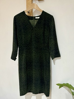 NWT £120 InWear Copenhagen Jenna Green Black Leopard Printed Slim Dress 38 UK 12