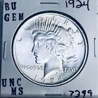 1924 P BU GEM PEACE SILVER DOLLAR UNC MS+++ U.S. MINT RARE COIN 7399