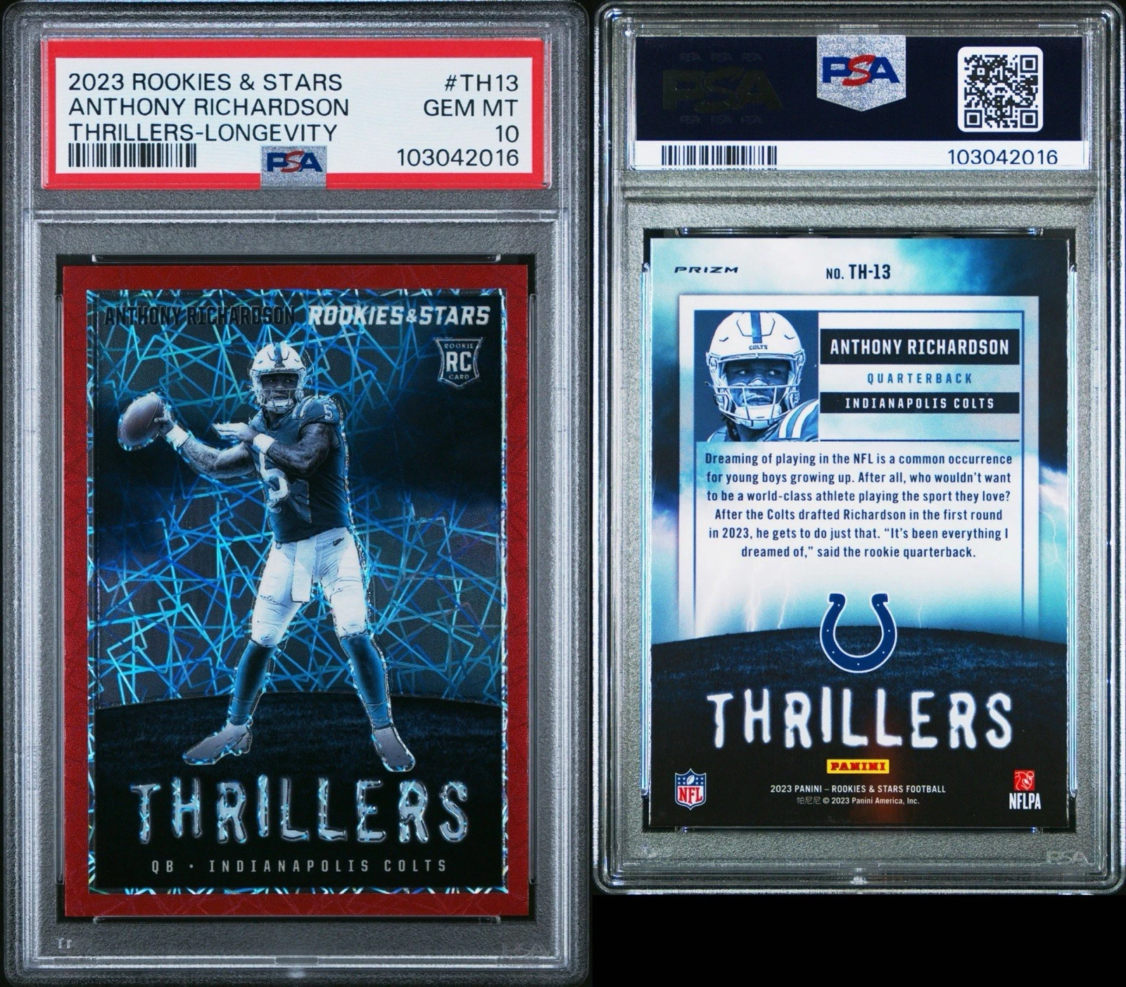 Anthony Richardson Panini Rookies & Stars Thrillers #TH13 Longevity