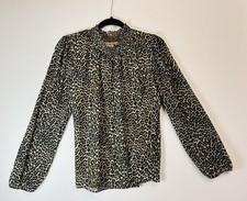 J Crew Women  s Leopard Animal Print Long Sleeve Blouse Workwear Medium Office