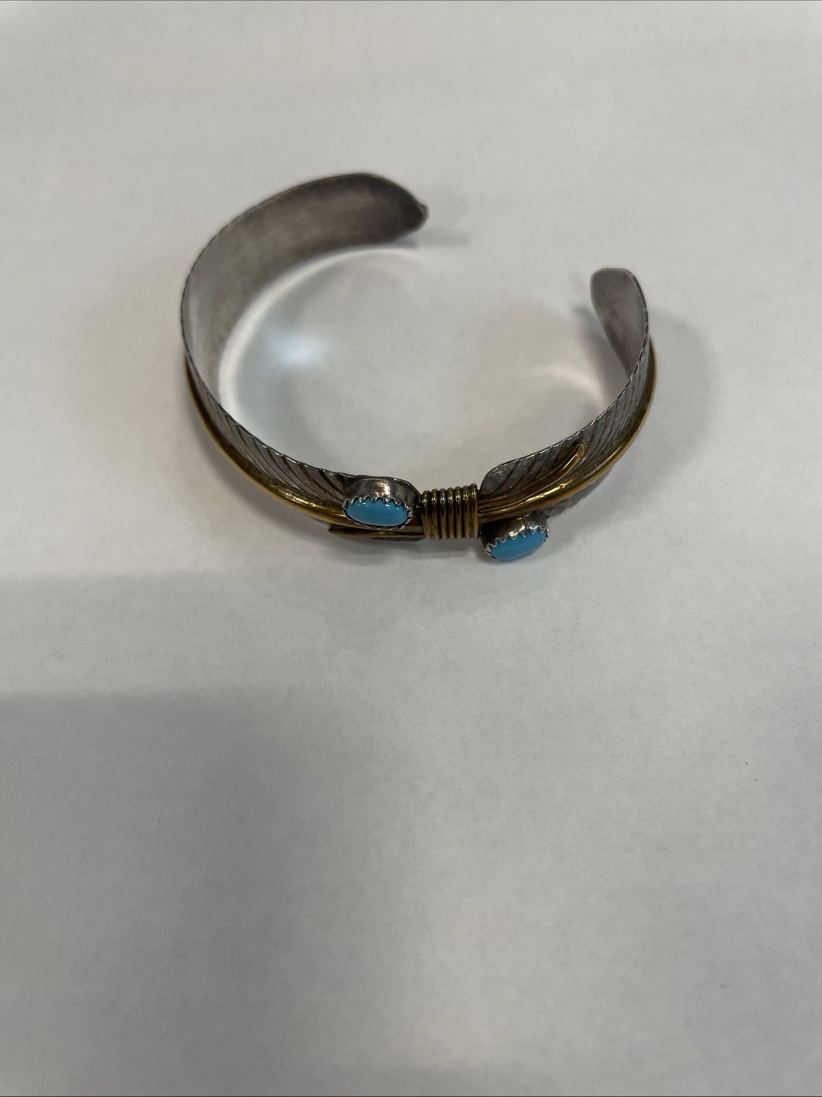 NATIVE AMERICAN SILVER FEATHER CUFF BRACELET SIGN… - image 7