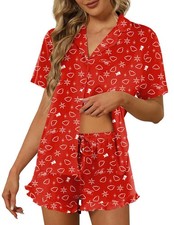 Ekouaer Pajamas Set for Women Short Sleeve Sleepwear X-Large, Christmas Red