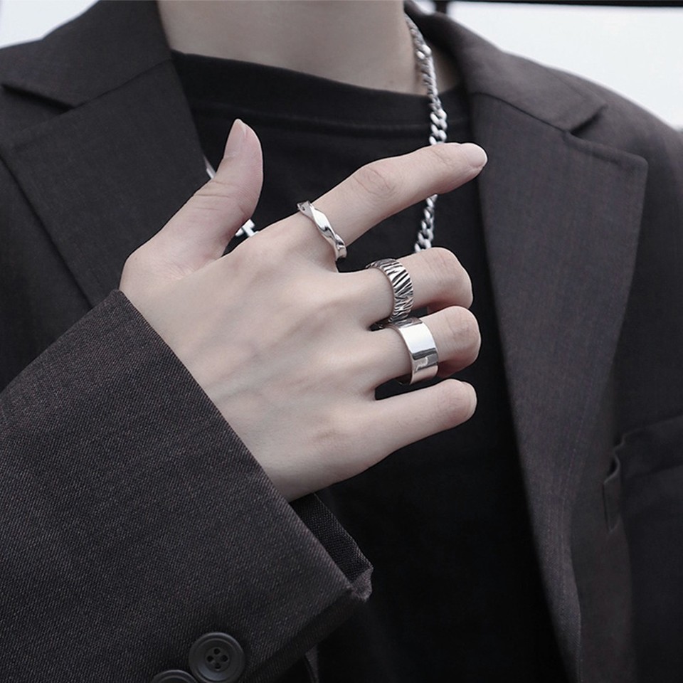 3 Pcs Retro Open Rings Gothic Set for Men Mens Fashion Finger Punk ...