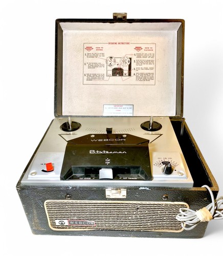 Vtg Webcor Statesman Reel to Reel Tape Recorder w/Microphone Powers On