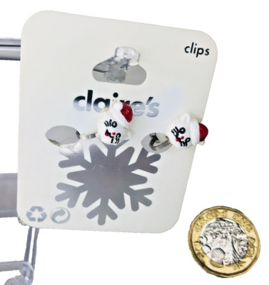 Ohrringe Weihnachten Rentier Katze in Elfe Hut Clips Claires Claires Neu Schmuck ra