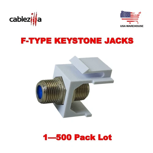 F-Type Keystone Jack Insert Coax Cable Coupler for Wall Plates 1-500 Pack LOT