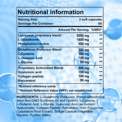 effect of 2000 mg of glutathione Glutathione Liposome for Lver Dual Effect Antioxidant 2000mg 120 Softgels