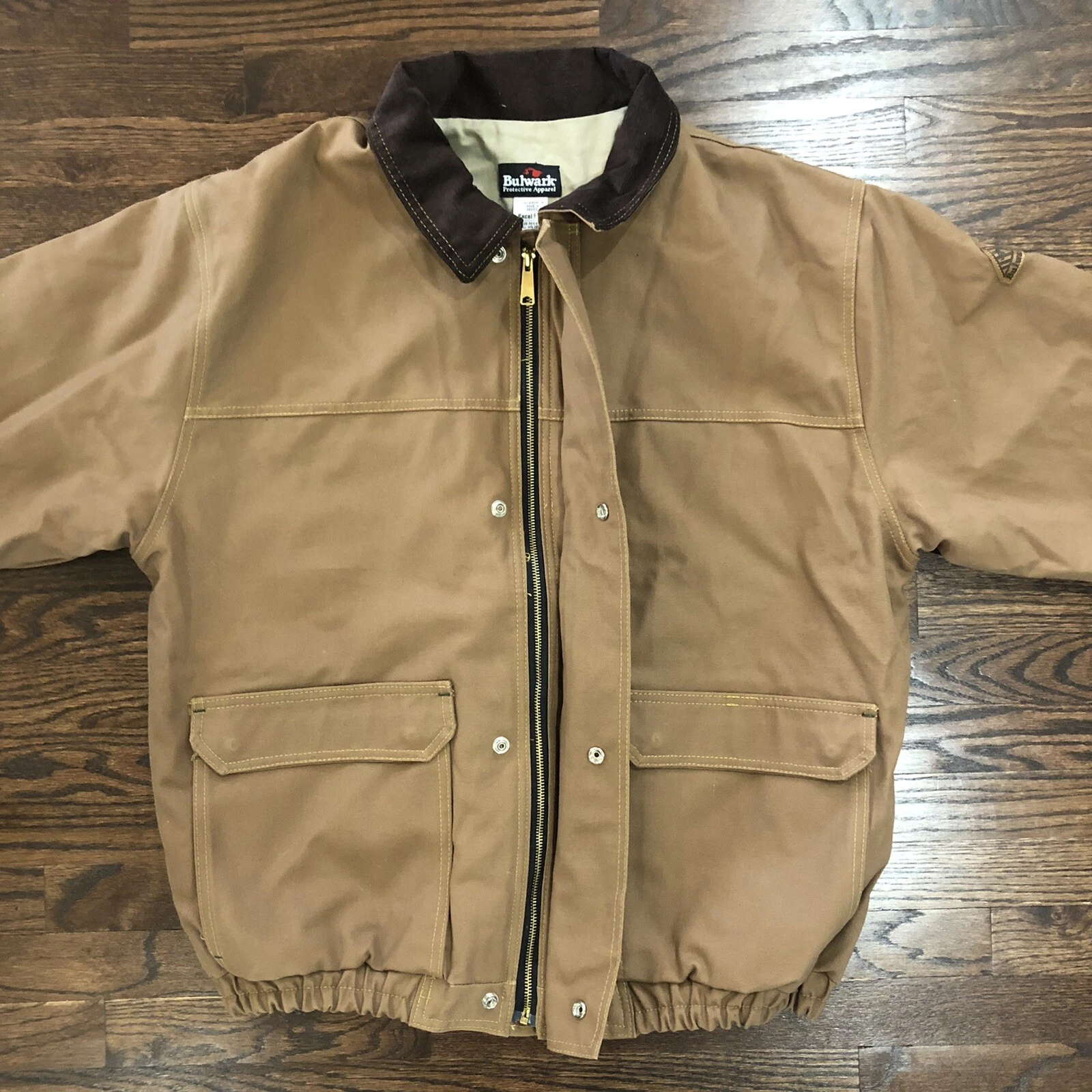 Bulwark Protective Apparel FR Brown Duck Lined Bomber Heavyweight Jacket Men XL image 3