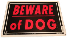 Hillman English Black Beware of Dog Sign 10 in. H X 14 in. W