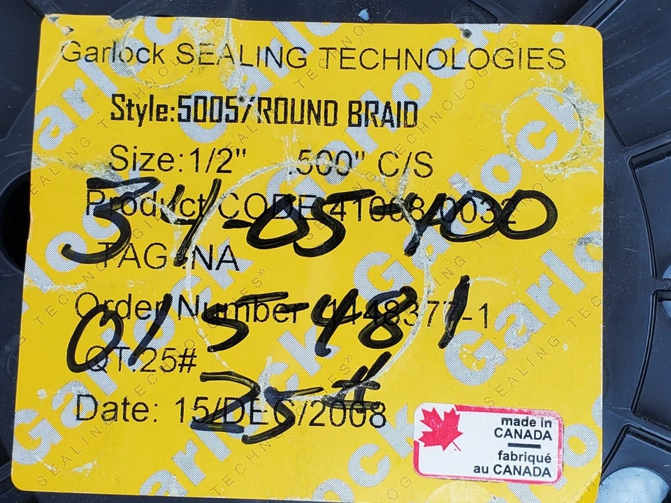 1' Foot Per - GARLOCK PACKING SEALING ROUND, 1/2" (.500") CS, 41008-0032 (HR) - Image 2 of 4