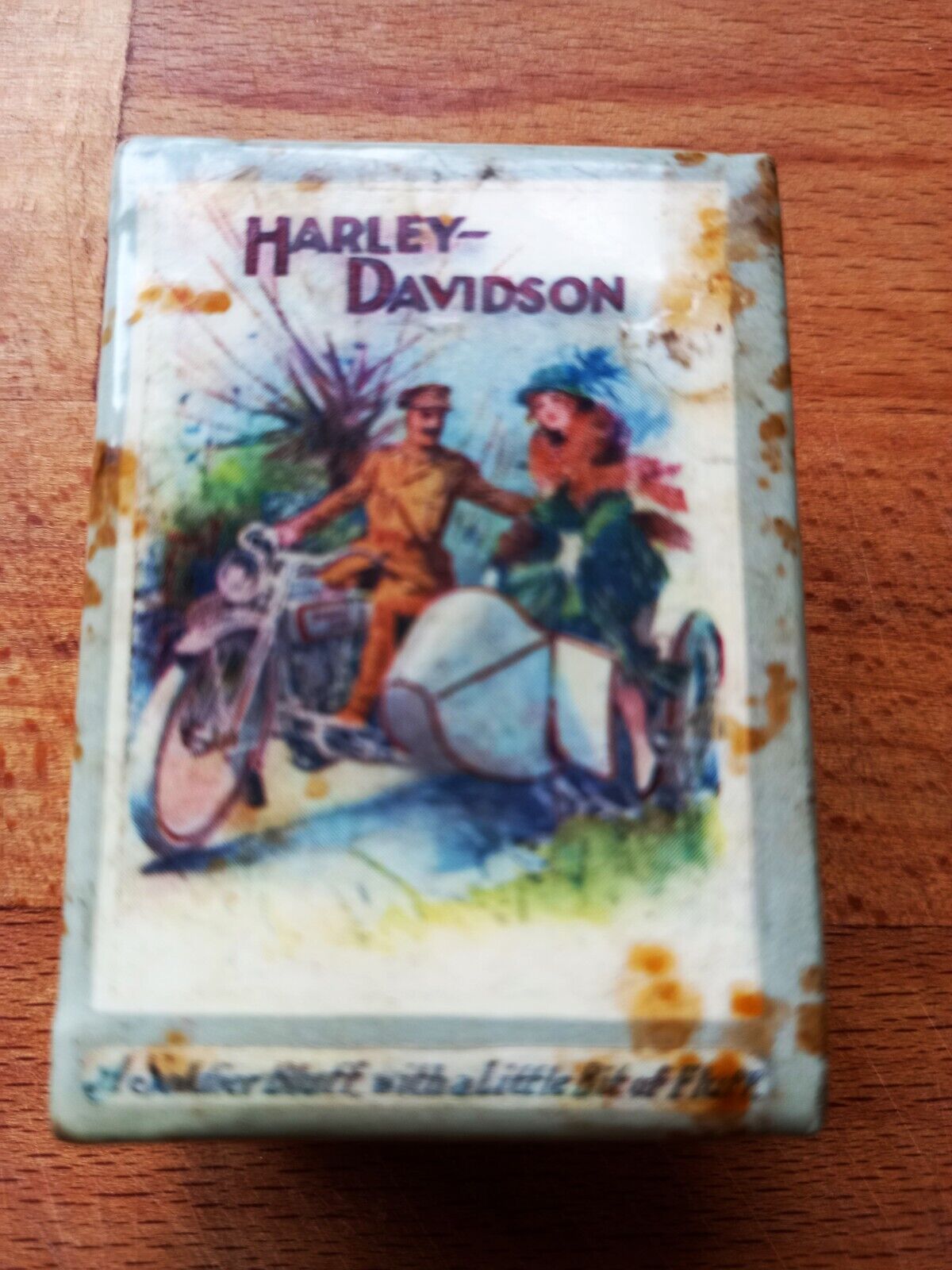 Harley Davidson The Silent Grey Celluloid Matchbox Holder - WW1 era