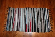 VTG 1930s Handmade Hand Woven NEW ENGLAND RAG RUG Runner 32x17 EUC RECTANGLE