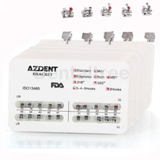 AZDENT Dental Brackets Braces Standard/Mini MBT/Roth Slot.022/.018 Hooks 3 4 5