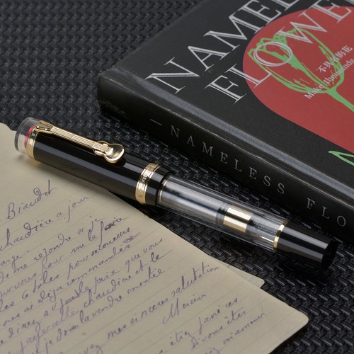 Jinhao 1935 Füllfederhalter #8 F/M Feder & Gitarrenclip, schwarz Harz Schreiben Geschenk Stift - Bild 3 von 6