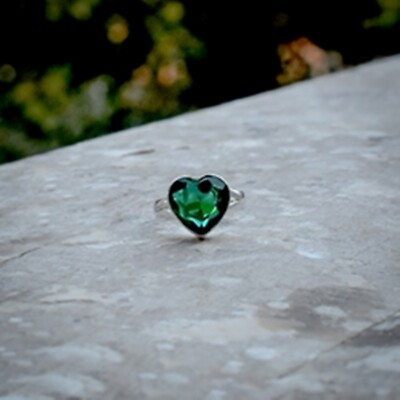 Anello Uomo/donna Con Gemma Diopside Verde In Argento 925 - Taglia Regolabile