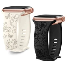 Floral Engraved bracelet Strap For Apple Watch Band 38-49MM series 8 9 10 11 SE