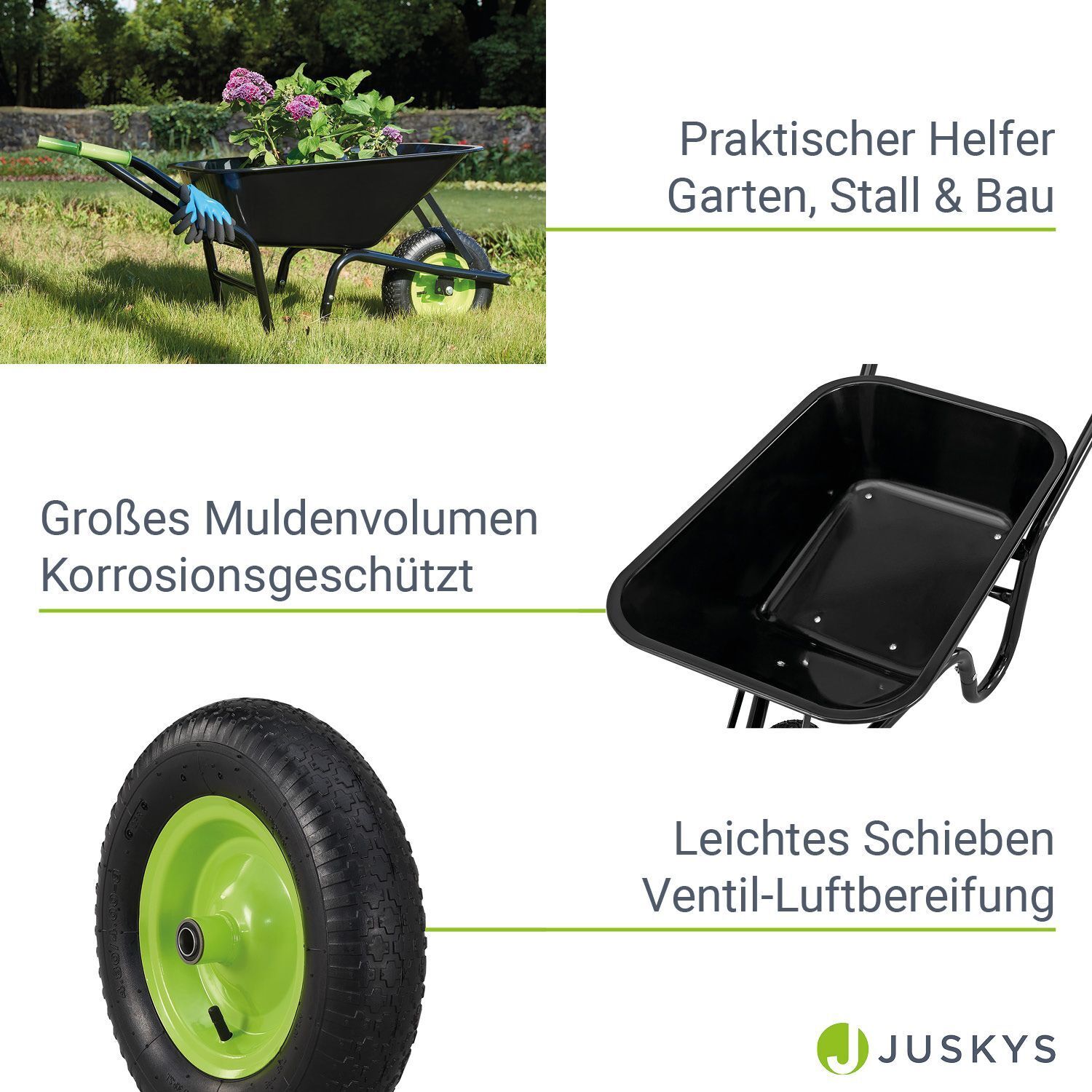 Schubkarre Transportkarre Bauschubkarre Schiebkarre Gartenwagen Metall Juskys