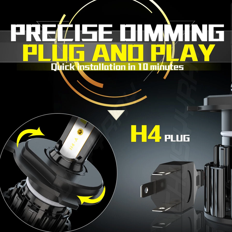 2X 6000k H4 9003 Para Yamaha YZF R1 R3 R6 YZF1000R 600R 750R Faros LED Foto 3 de 4