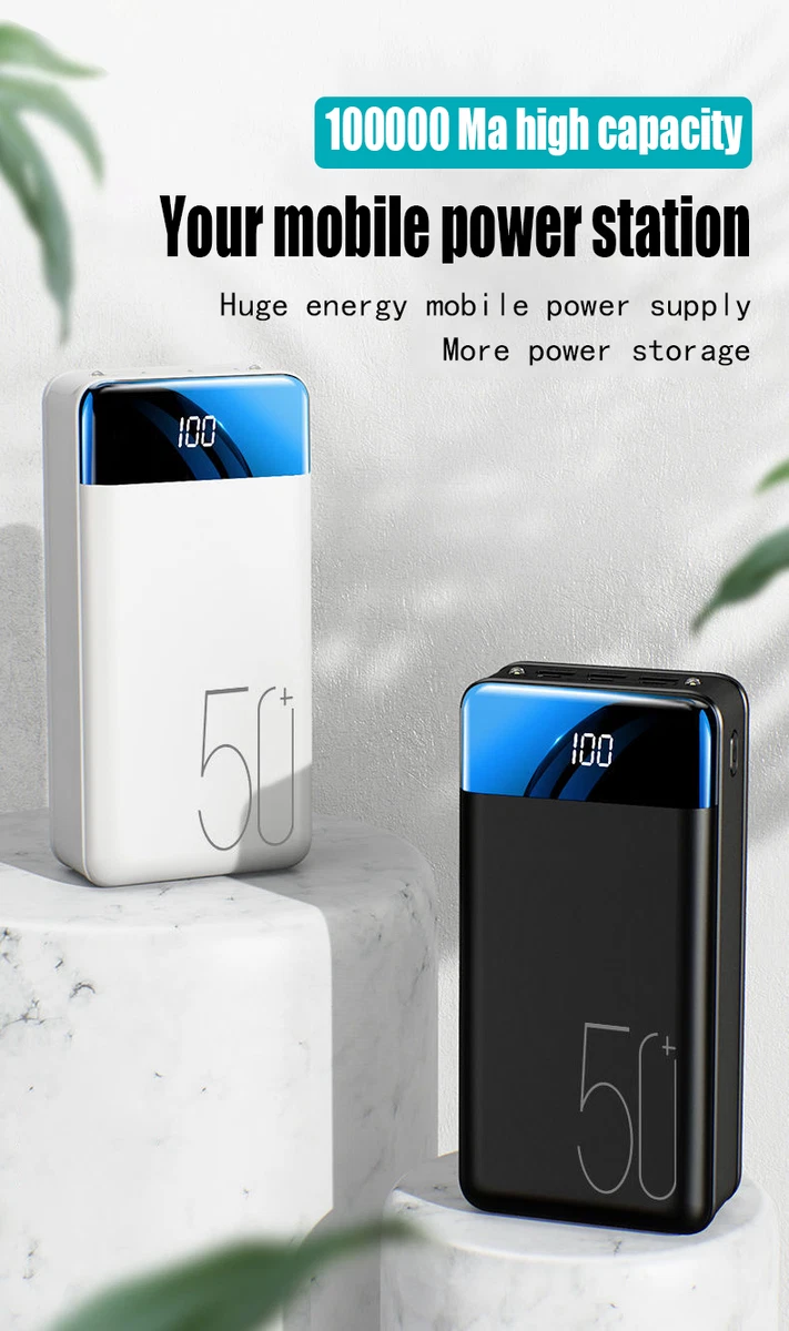 New Portable Power Bank 100000 mAh Power Bank Source for All Cellphone