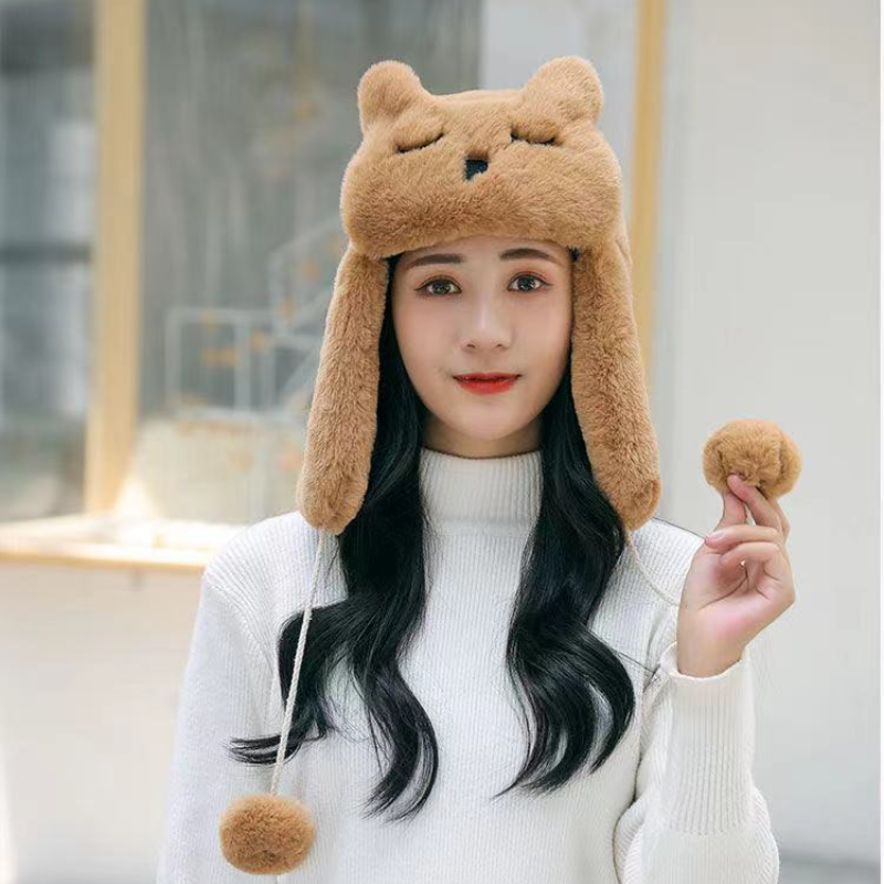 Women Girls Faux Fur Warm Earflap Cap Ushanka Trapper Hat Kawaii
