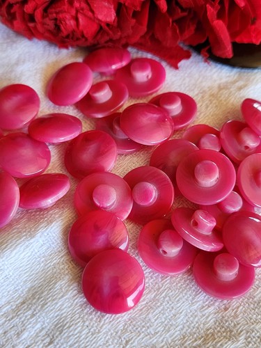 Lot 14 Boutons Vintage Rose Veiné 1,3 Cm - Réf. 5659 - Occasion