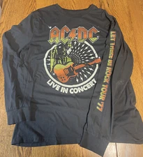 AC/DC LET THERE BE ROCK 1977 TOUR Jersey Long Sleeve T-shirt Size 2XL Black